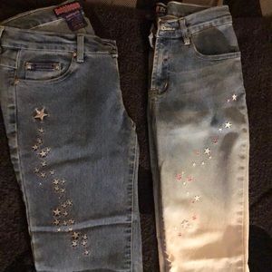 2 pairs of Bubblegum brand jeans with stars